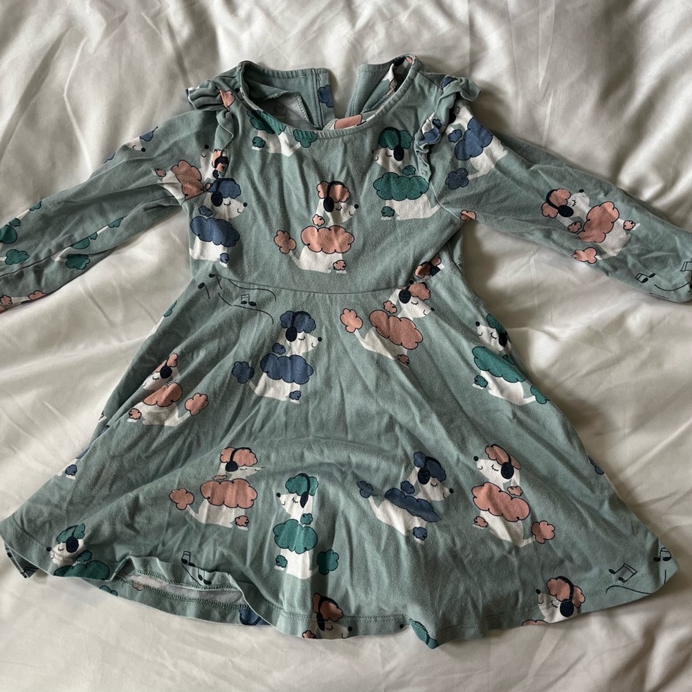 Polarn O. Pyret Floral Green Kids Dress